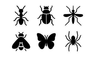 Silhouette insects set: diverse bug and insect silhouettes for design projects