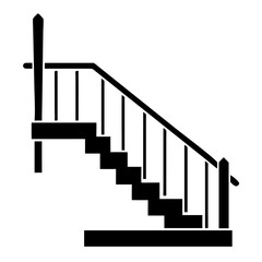 Stairs with rail for an interior design concept, showing staircase on white background. Winding stairs with rail, including banister and safety railing, ensure safe descent and ascent.