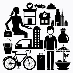 Contemporary Lifestyle Icon Collection – Simple Black Silhouette Vector Illustrations