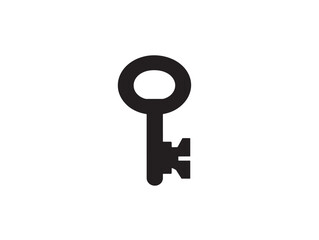 Minimalist Solid Black Key Icon Artistic Vector Design