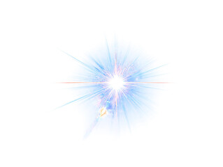 Dynamic blue light burst with radiant rays and optical flare