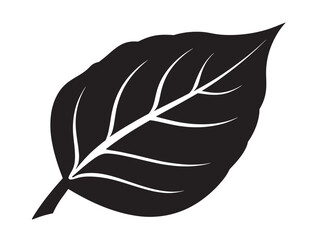 Elegant Botanical Black Leaf Icon Solid Silhouette Vector