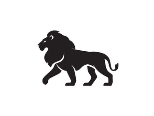 Strong Bold Lion Icon Solid Black Vector Silhouette