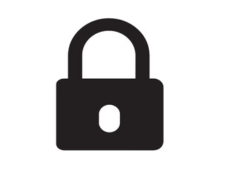 Modern Black Lock Icon Silhouette Solid Vector Design