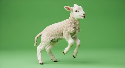 Obraz premium Lamb frolicking in a springtime field a portrait of youthful joy and pastoral innocence against a