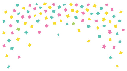 Celebration flat icon set. featuring triangle, hexagon, square, plus, and starburst symbols