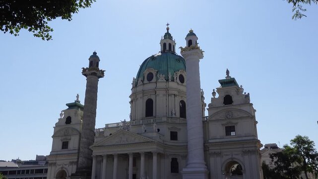 St. Charles's Church in the Karlsplatz also known as The Karlskirche in Vienna, Austria. 