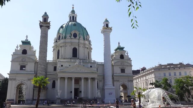 St. Charles's Church in the Karlsplatz also known as The Karlskirche in Vienna, Austria. 