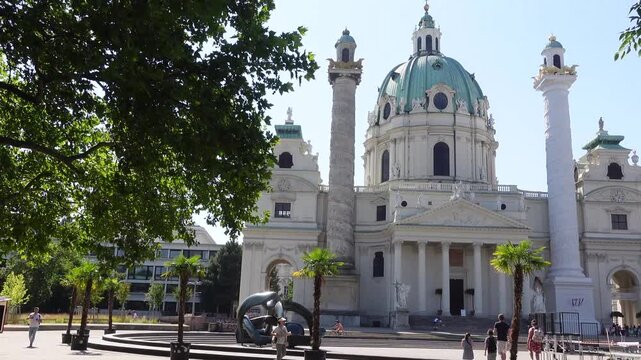 St. Charles's Church in the Karlsplatz also known as The Karlskirche in Vienna, Austria. 