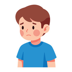 Sadness of boy: A young boy, a picture of dejection, is captured in a vector illustration, his downcast eyes and downturned mouth speaking volumes.