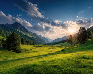 Mountain valley at sunset (2)