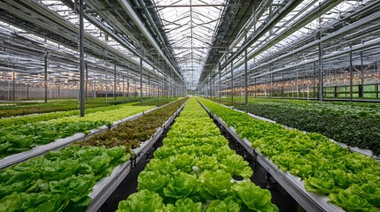Innovative greenhouse farming fresh produce lettuce cultivation sustainable agriculture technology advanced systems
