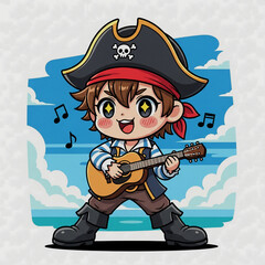 Chibi Musician Pirate with Guitar