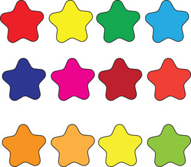 Vibrant rainbow stars collection colorful shapes for creative projects and designs