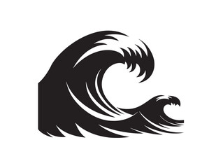 Ocean Wave Silhouette Vector Illustration with Flowing Minimal Design