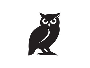 Majestic Owl Silhouette Icon Vector Illustration for Wildlife Art