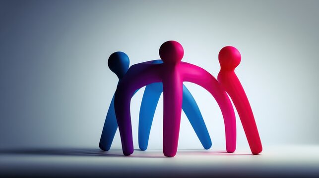Modern abstract design of unity and cooperation with interlocking shapes and soft lighting effects.