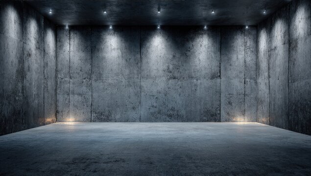 Empty industrial space with spotlights