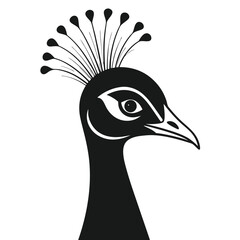 Fototapeta premium Peacock Head Silhouette Vector Elegant Black Design