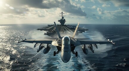 Dramatic Scene of a Fighter Plane Flying Towards the Camera