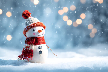 Obraz premium snowman with red hat
