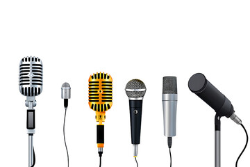Obraz premium Microphones isolated on transparent background.