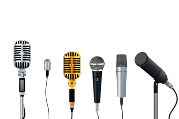 Microphones isolated on transparent background.