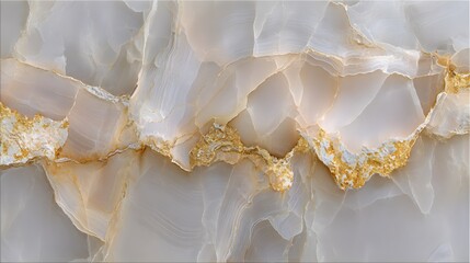 A sophisticated and elegant design showcasing a detailed marble pattern with a blend of light beige and gold accents.