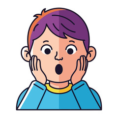 Astonished Expression: Capturing a moment of pure surprise, this illustration portrays a young child with widened eyes and a shocked expression.
