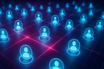 Futuristic Neon People Network Concept