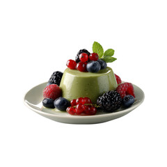 Delicious Matcha Panna Cotta with Fresh Berries