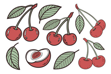 Hand-Drawn Cherries A Delightful Collection of Cherry Illustrations