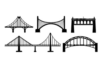 Obraz premium Silhouette Collection of Various Bridge Designs A Visual Guide to Architectural Engineering
