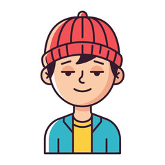 Cool Kid Illustration: This illustration features a relaxed and trendy individual, wearing a beanie and casual attire, showcasing modern style and laid-back charm.
