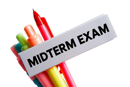 Get ready for your midterm exam with colorful pens and study materials, a symbol of academic success and preparation