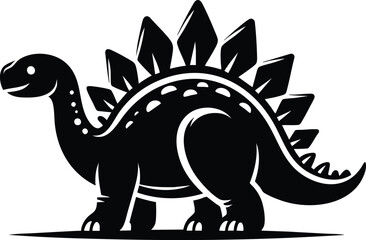 Cute Stegosaurus dinosaur character vector illustration isolated on white background