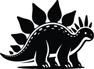 Cute Stegosaurus dinosaur character vector illustration isolated on white background