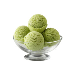Refreshing Matcha Green Tea Ice Cream Scoops in Glass Bowl