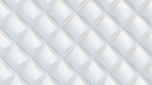 Fototapeta Elegant White Tufted Leather Upholstery Background