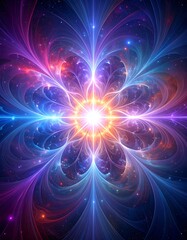 Abstract fractal flower bursts with vibrant colors