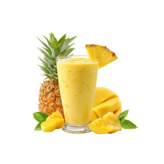 Refreshing Pineapple Mango Smoothie in Glass with Fresh Fruit