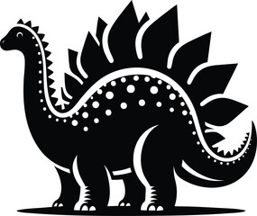 Cute Stegosaurus dinosaur character vector illustration isolated on white background