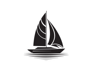 Elegant Sailboat Silhouette Vector Illustration for Nautical Themes