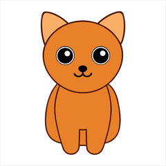 Adorable kawaii orange cat with big blue eyes and cute smiling face