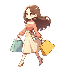 a shopping girl vector