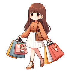 a shopping girl vector