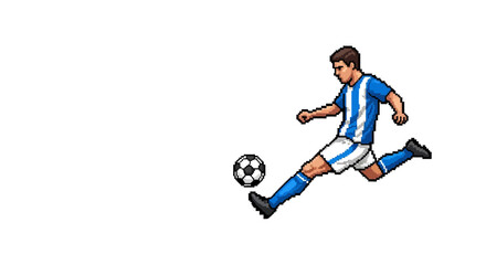Obraz premium Dynamic Action A Soccer Player Kicking the Ball with Force and Precision Against a White Background