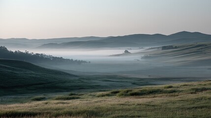 Misty valley at dawn