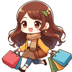 a shopping girl vector