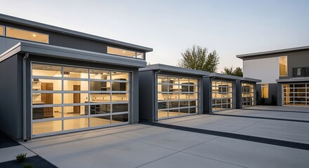 Obraz premium Modern Garage Doors with Glass Panels.
